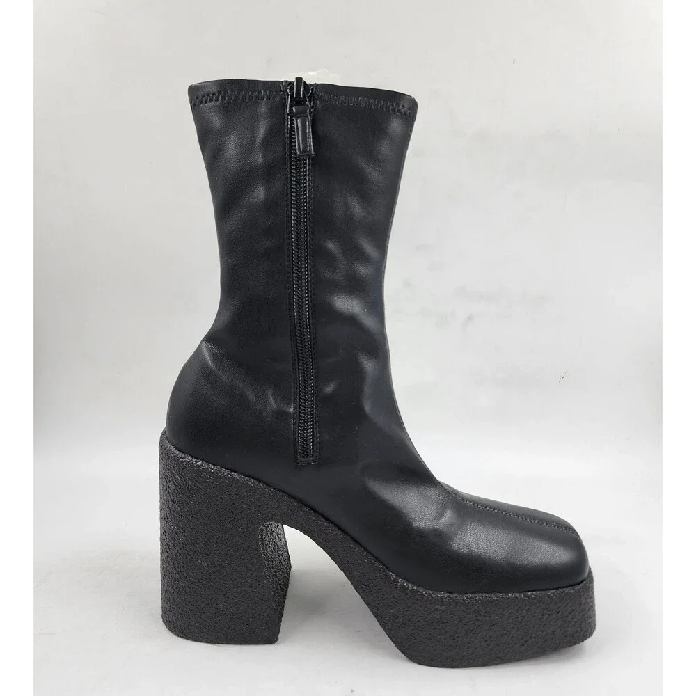 Stella McCartney Skyla Stretch Chunky Ankle Boots Women's Black Side Zip Closure - Picture 9 of 15